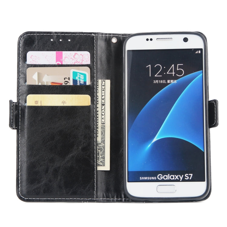 For Galaxy S7 Retro Texture Contrast Color Splicing Horizontal Flip TPU + PU Leather Case with Card Slots & Holder & Wallet