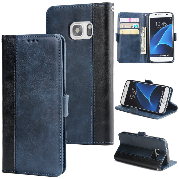 For Galaxy S7 Retro Texture Contrast Color Splicing Horizontal Flip TPU + PU Leather Case with Card Slots & Holder & Wallet