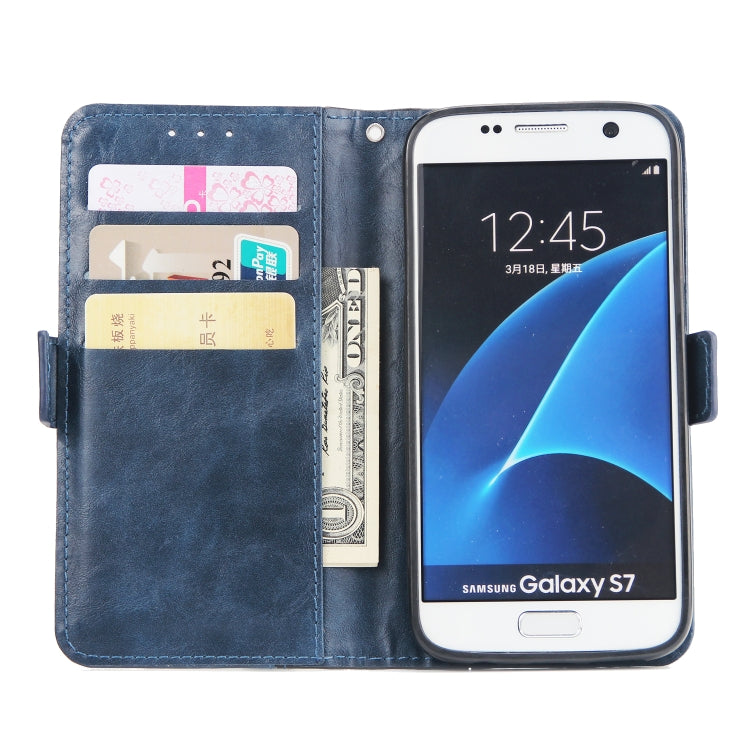 For Galaxy S7 Retro Texture Contrast Color Splicing Horizontal Flip TPU + PU Leather Case with Card Slots & Holder & Wallet