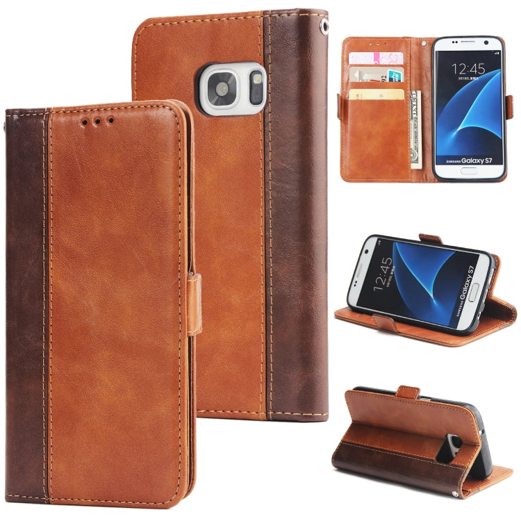 For Galaxy S7 Retro Texture Contrast Color Splicing Horizontal Flip TPU + PU Leather Case with Card Slots & Holder & Wallet