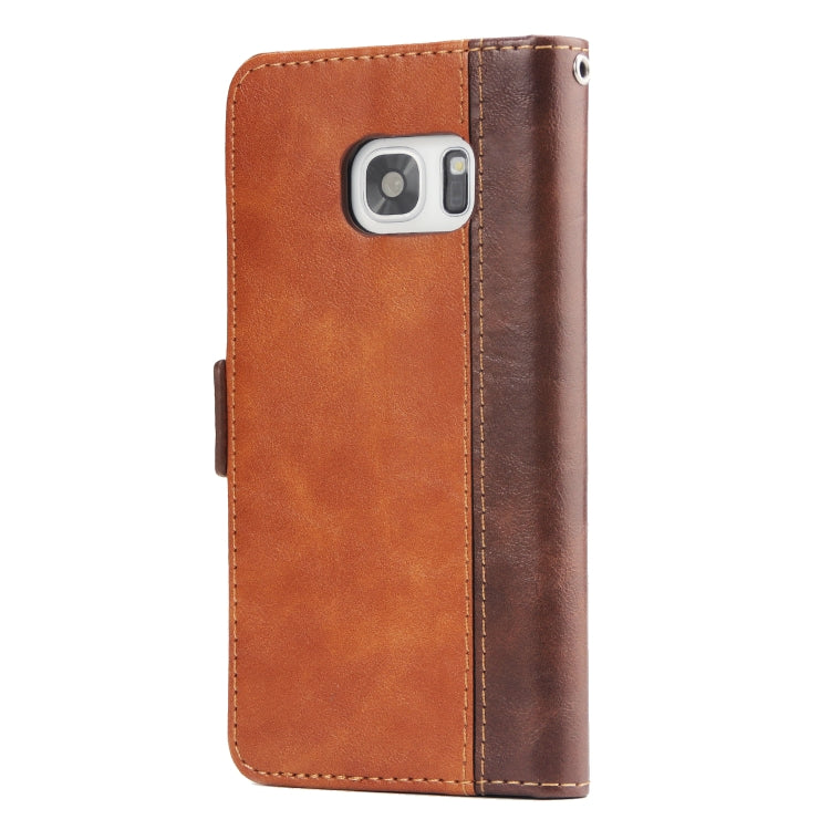 For Galaxy S7 Retro Texture Contrast Color Splicing Horizontal Flip TPU + PU Leather Case with Card Slots & Holder & Wallet