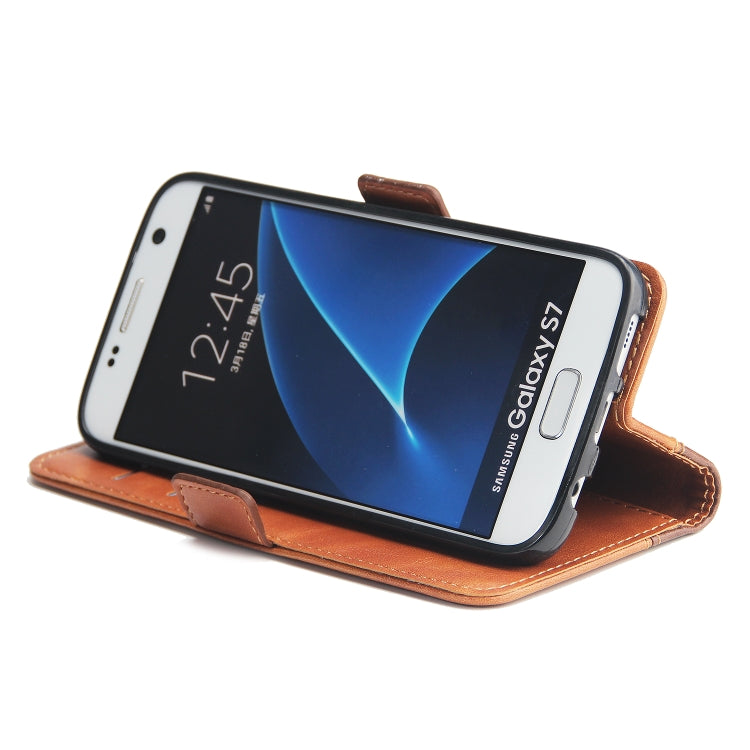 For Galaxy S7 Retro Texture Contrast Color Splicing Horizontal Flip TPU + PU Leather Case with Card Slots & Holder & Wallet