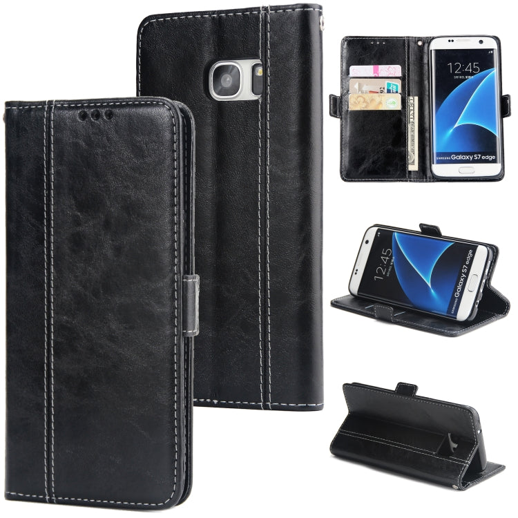 For Galaxy S7 Edge Retro Texture Contrast Color Splicing Horizontal Flip TPU + PU Leather Case with Card Slots & Holder & Wallet