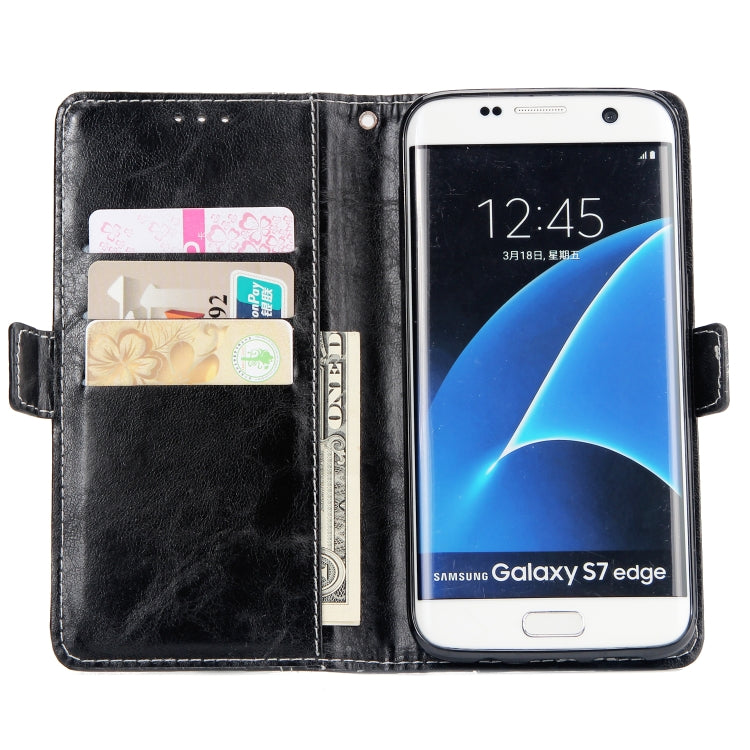 For Galaxy S7 Edge Retro Texture Contrast Color Splicing Horizontal Flip TPU + PU Leather Case with Card Slots & Holder & Wallet