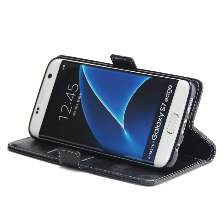 For Galaxy S7 Edge Retro Texture Contrast Color Splicing Horizontal Flip TPU + PU Leather Case with Card Slots & Holder & Wallet