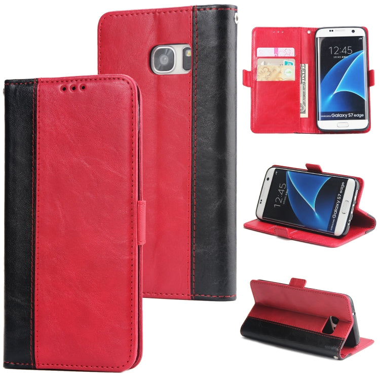For Galaxy S7 Edge Retro Texture Contrast Color Splicing Horizontal Flip TPU + PU Leather Case with Card Slots & Holder & Wallet