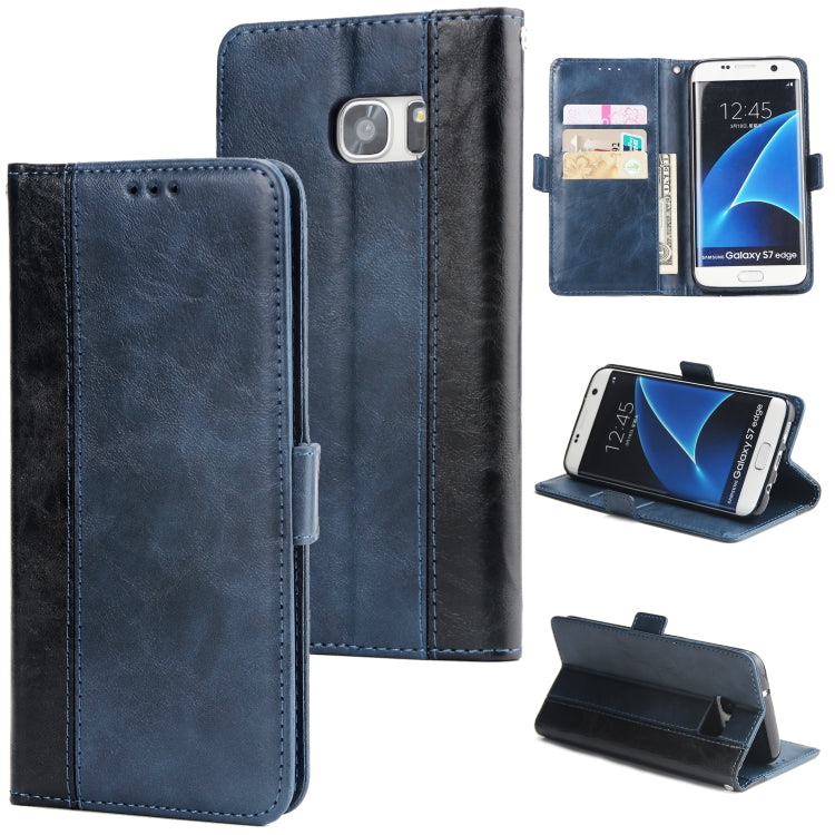 For Galaxy S7 Edge Retro Texture Contrast Color Splicing Horizontal Flip TPU + PU Leather Case with Card Slots & Holder & Wallet
