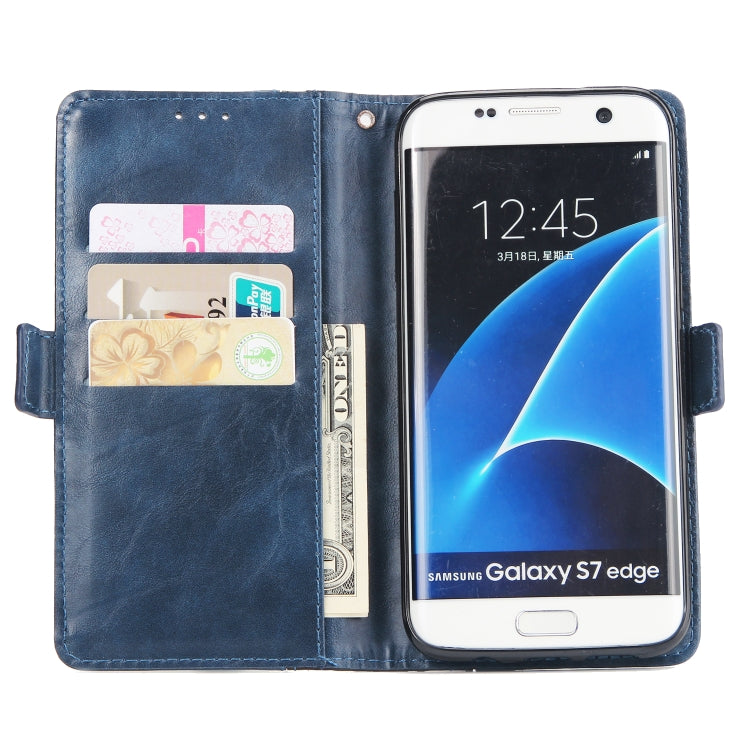 For Galaxy S7 Edge Retro Texture Contrast Color Splicing Horizontal Flip TPU + PU Leather Case with Card Slots & Holder & Wallet