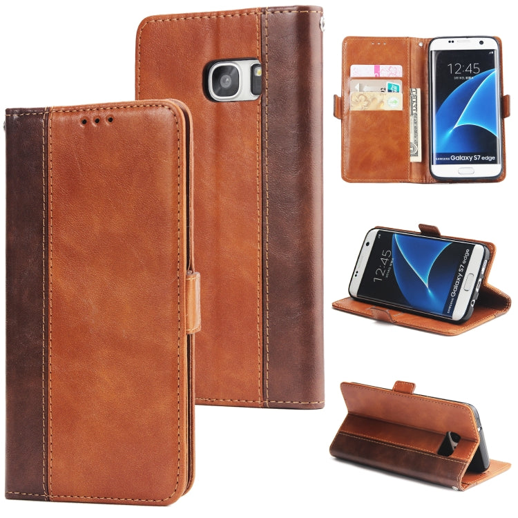 For Galaxy S7 Edge Retro Texture Contrast Color Splicing Horizontal Flip TPU + PU Leather Case with Card Slots & Holder & Wallet