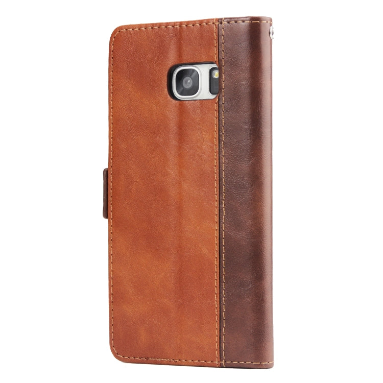 For Galaxy S7 Edge Retro Texture Contrast Color Splicing Horizontal Flip TPU + PU Leather Case with Card Slots & Holder & Wallet