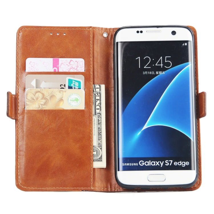 For Galaxy S7 Edge Retro Texture Contrast Color Splicing Horizontal Flip TPU + PU Leather Case with Card Slots & Holder & Wallet