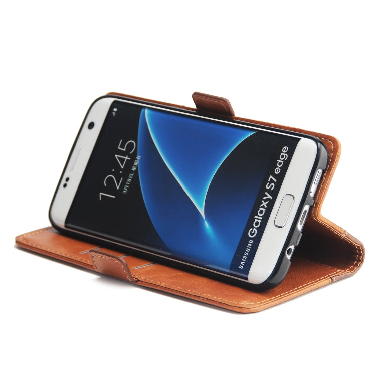 For Galaxy S7 Edge Retro Texture Contrast Color Splicing Horizontal Flip TPU + PU Leather Case with Card Slots & Holder & Wallet