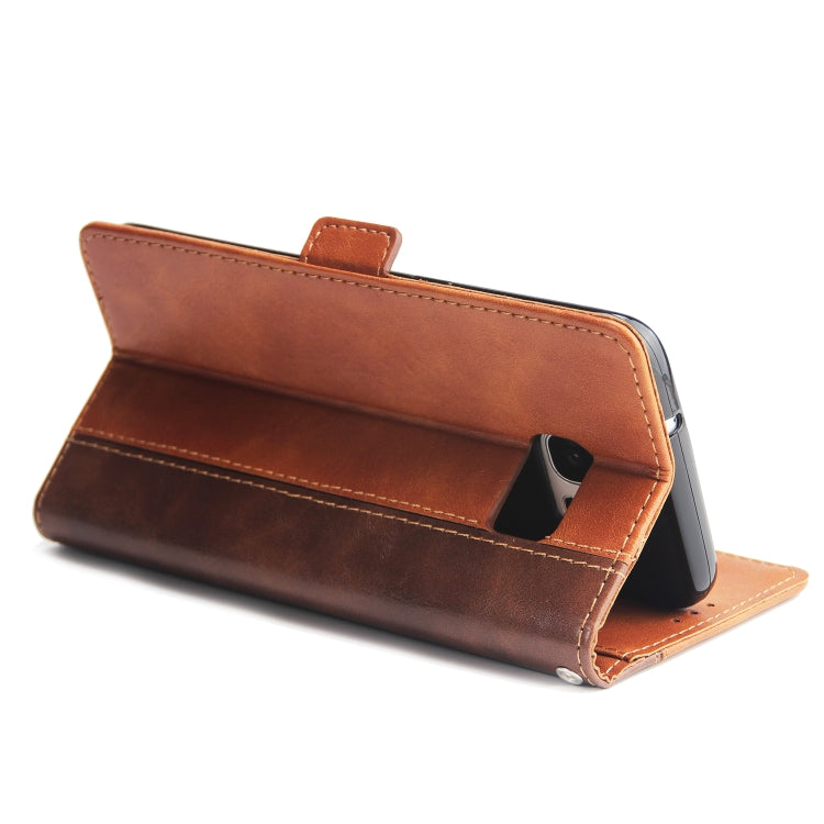For Galaxy S7 Edge Retro Texture Contrast Color Splicing Horizontal Flip TPU + PU Leather Case with Card Slots & Holder & Wallet