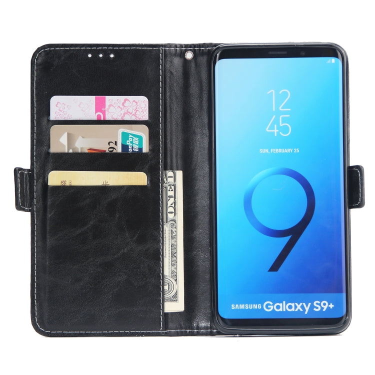 For Galaxy S9+ Retro Texture Contrast Color Splicing Horizontal Flip TPU + PU Leather Case with Card Slots & Holder & Wallet