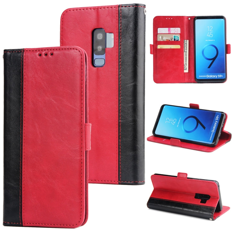 For Galaxy S9+ Retro Texture Contrast Color Splicing Horizontal Flip TPU + PU Leather Case with Card Slots & Holder & Wallet