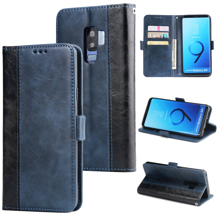 For Galaxy S9+ Retro Texture Contrast Color Splicing Horizontal Flip TPU + PU Leather Case with Card Slots & Holder & Wallet