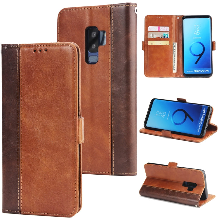 For Galaxy S9+ Retro Texture Contrast Color Splicing Horizontal Flip TPU + PU Leather Case with Card Slots & Holder & Wallet