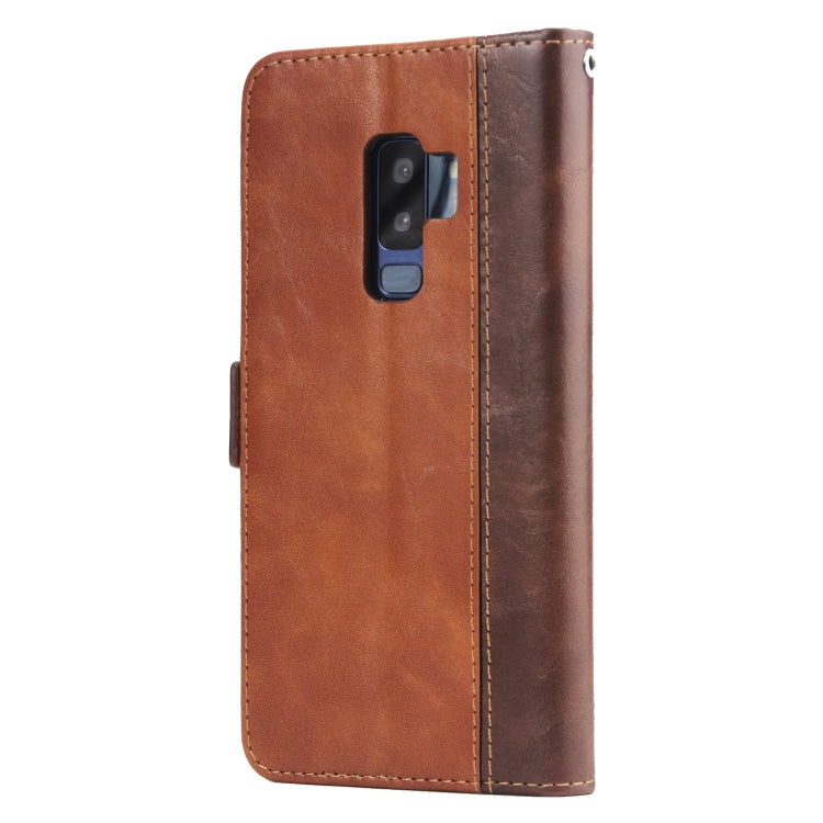 For Galaxy S9+ Retro Texture Contrast Color Splicing Horizontal Flip TPU + PU Leather Case with Card Slots & Holder & Wallet