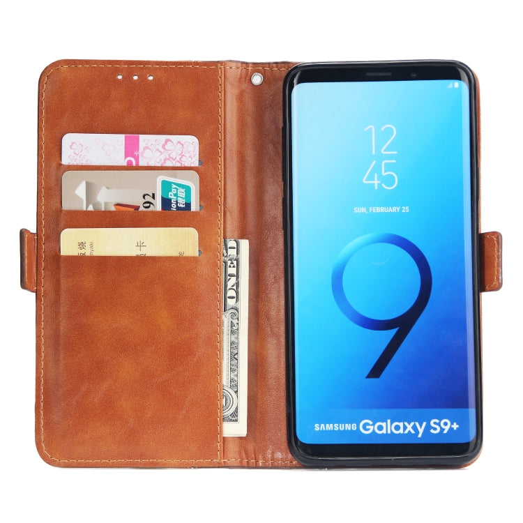 For Galaxy S9+ Retro Texture Contrast Color Splicing Horizontal Flip TPU + PU Leather Case with Card Slots & Holder & Wallet