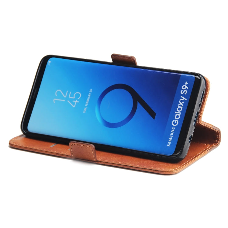 For Galaxy S9+ Retro Texture Contrast Color Splicing Horizontal Flip TPU + PU Leather Case with Card Slots & Holder & Wallet