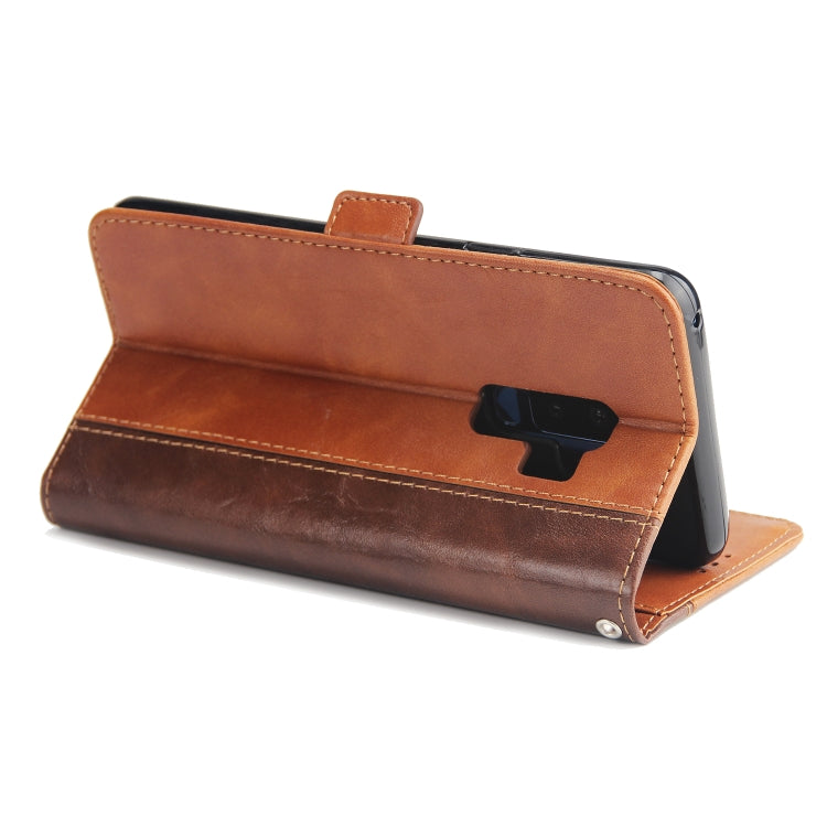 For Galaxy S9+ Retro Texture Contrast Color Splicing Horizontal Flip TPU + PU Leather Case with Card Slots & Holder & Wallet