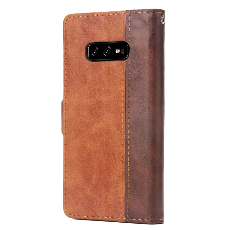 For Galaxy S10 5G Retro Texture Contrast Color Splicing Horizontal Flip TPU + PU Leather Case with Card Slots & Holder & Wallet