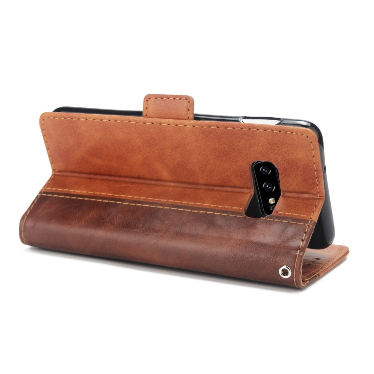For Galaxy S10 5G Retro Texture Contrast Color Splicing Horizontal Flip TPU + PU Leather Case with Card Slots & Holder & Wallet