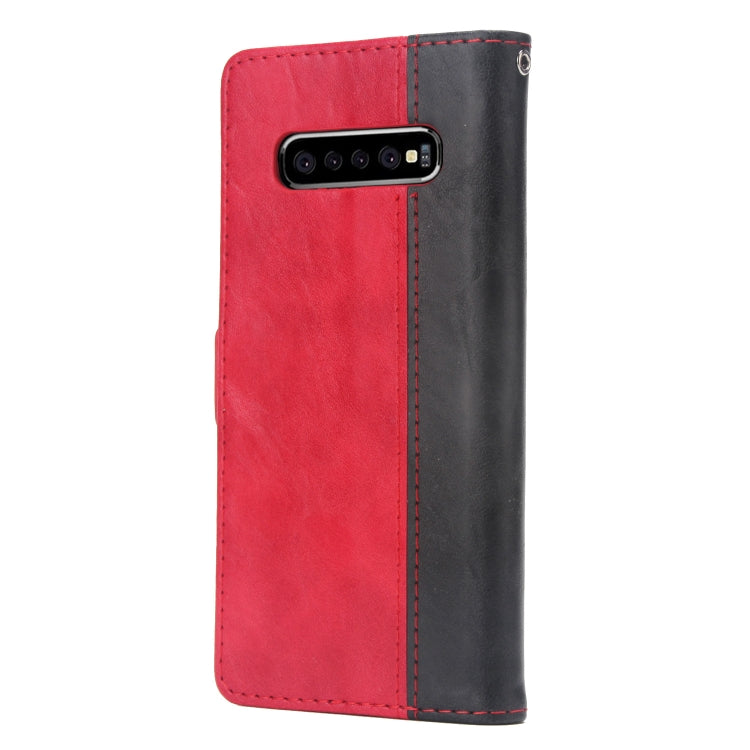 For Galaxy S10 Retro Texture Contrast Color Splicing Horizontal Flip TPU + PU Leather Case with Card Slots & Holder & Wallet