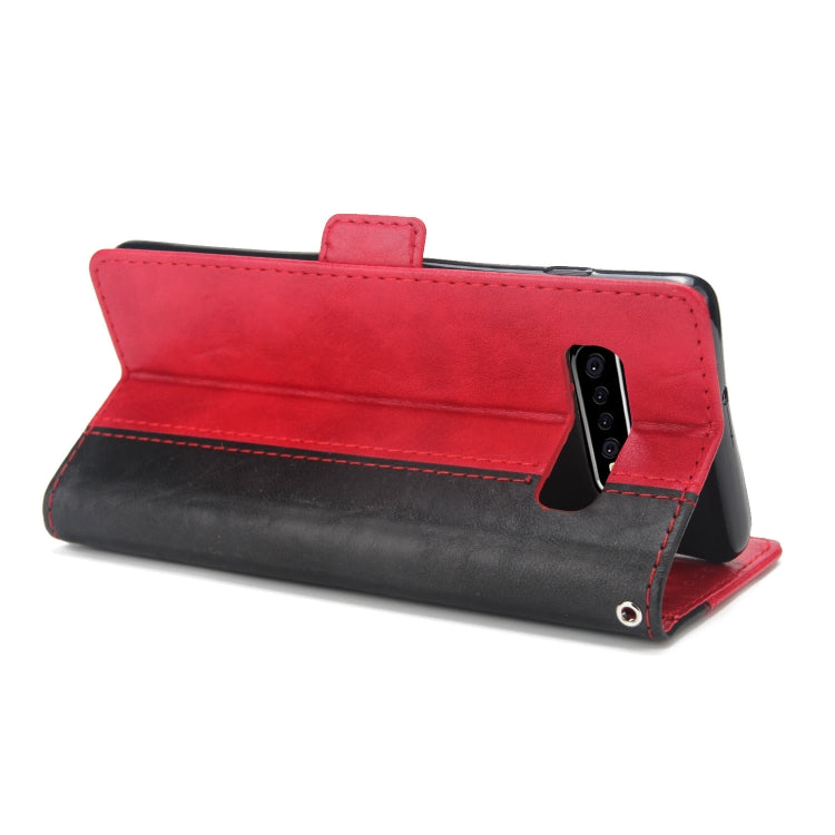 For Galaxy S10 Retro Texture Contrast Color Splicing Horizontal Flip TPU + PU Leather Case with Card Slots & Holder & Wallet