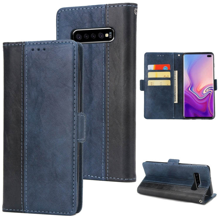 For Galaxy S10 Retro Texture Contrast Color Splicing Horizontal Flip TPU + PU Leather Case with Card Slots & Holder & Wallet