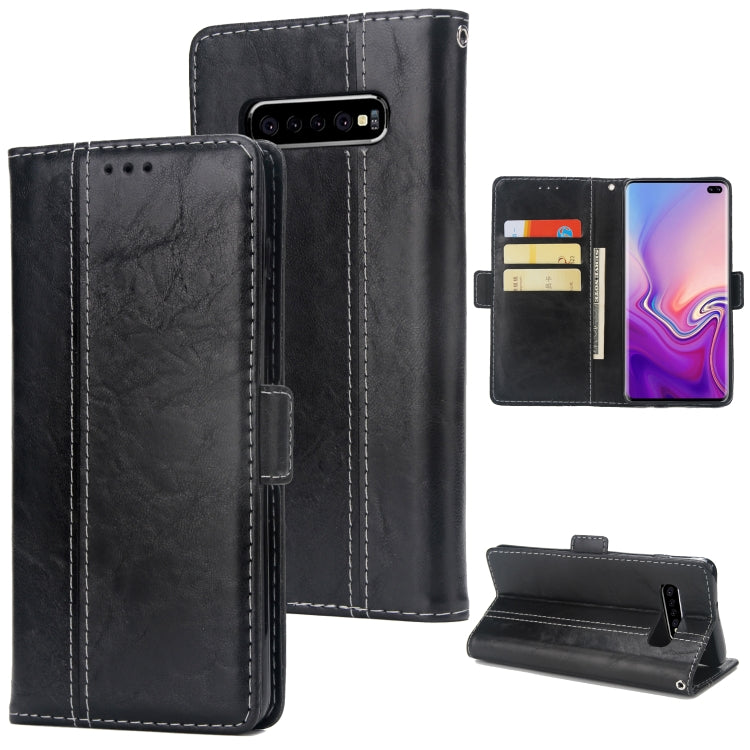 For Galaxy S10+ Retro Texture Contrast Color Splicing Horizontal Flip TPU + PU Leather Case with Card Slots & Holder & Wallet