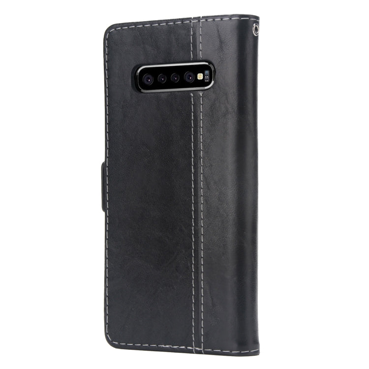 For Galaxy S10+ Retro Texture Contrast Color Splicing Horizontal Flip TPU + PU Leather Case with Card Slots & Holder & Wallet