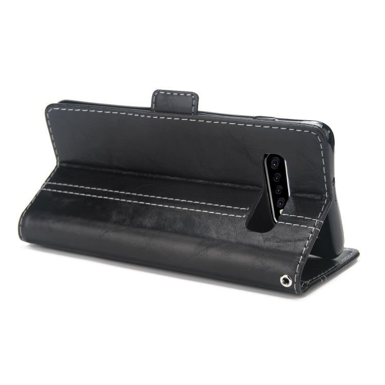 For Galaxy S10+ Retro Texture Contrast Color Splicing Horizontal Flip TPU + PU Leather Case with Card Slots & Holder & Wallet