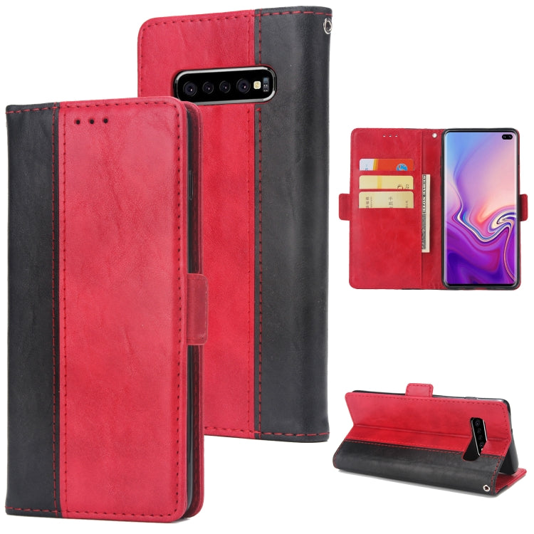 For Galaxy S10+ Retro Texture Contrast Color Splicing Horizontal Flip TPU + PU Leather Case with Card Slots & Holder & Wallet