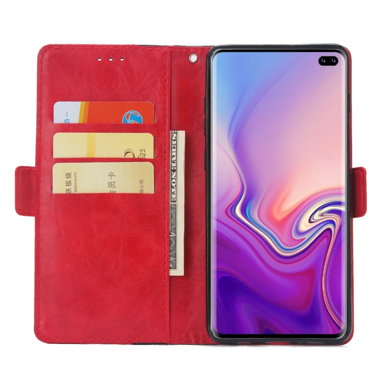 For Galaxy S10+ Retro Texture Contrast Color Splicing Horizontal Flip TPU + PU Leather Case with Card Slots & Holder & Wallet