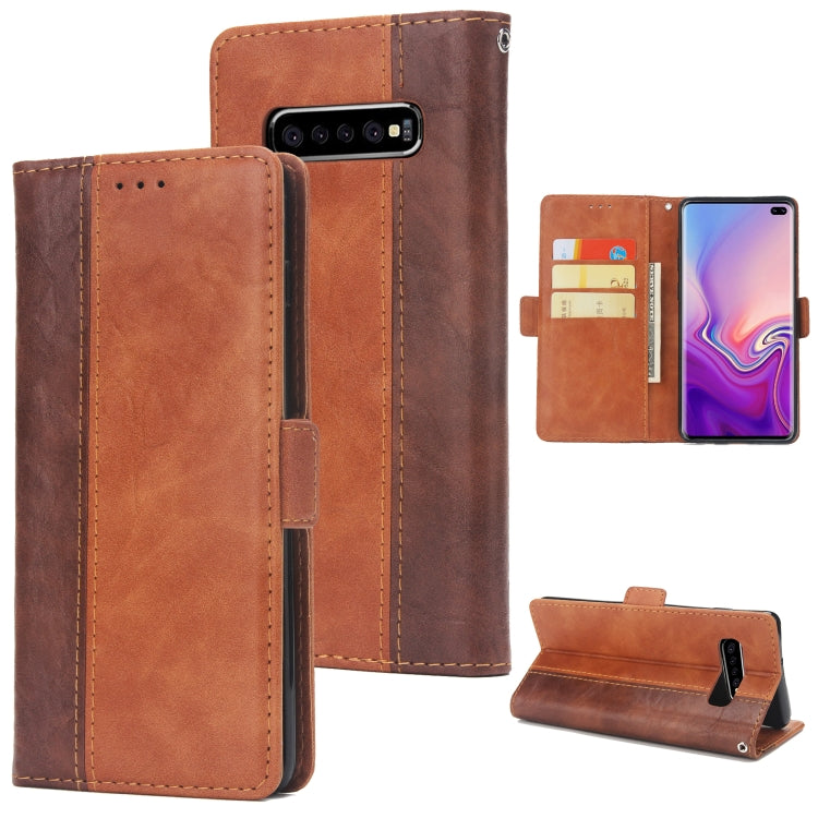 For Galaxy S10+ Retro Texture Contrast Color Splicing Horizontal Flip TPU + PU Leather Case with Card Slots & Holder & Wallet