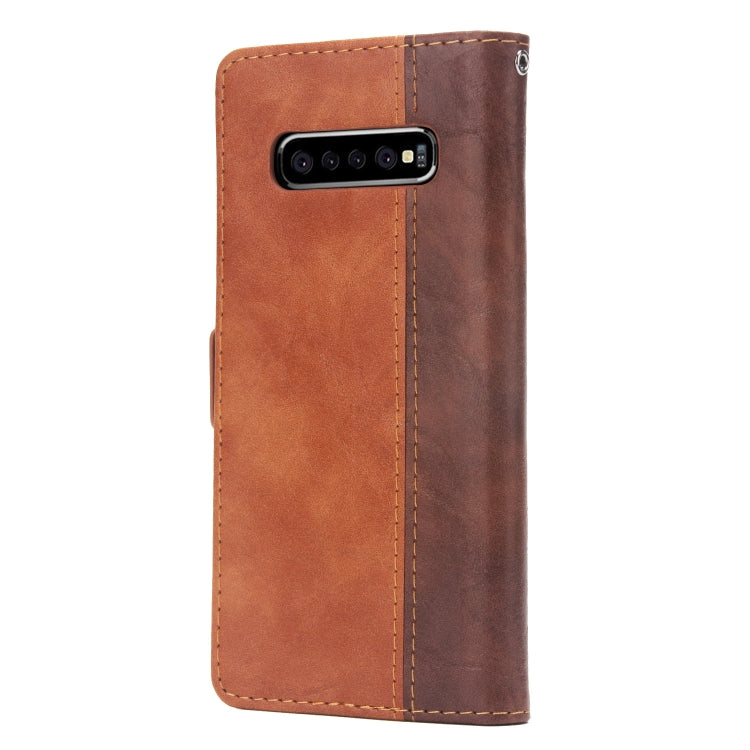 For Galaxy S10+ Retro Texture Contrast Color Splicing Horizontal Flip TPU + PU Leather Case with Card Slots & Holder & Wallet
