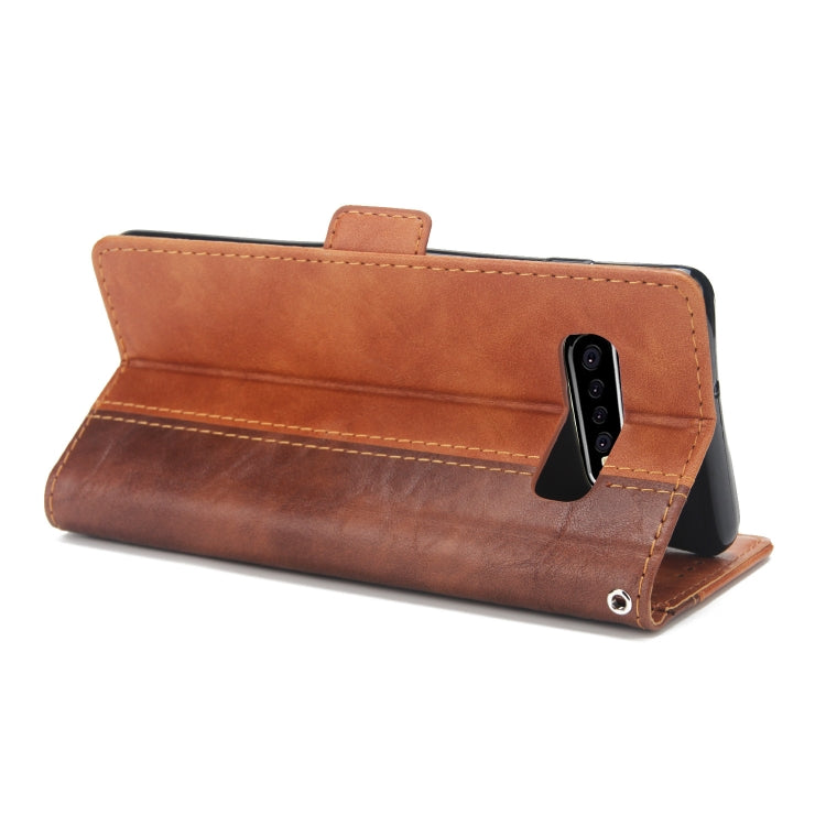 For Galaxy S10+ Retro Texture Contrast Color Splicing Horizontal Flip TPU + PU Leather Case with Card Slots & Holder & Wallet
