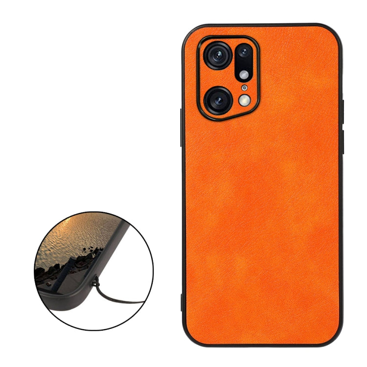 For OPPO Find X5 Accurate Hole Two-color Litchi Texture PU Phone Case