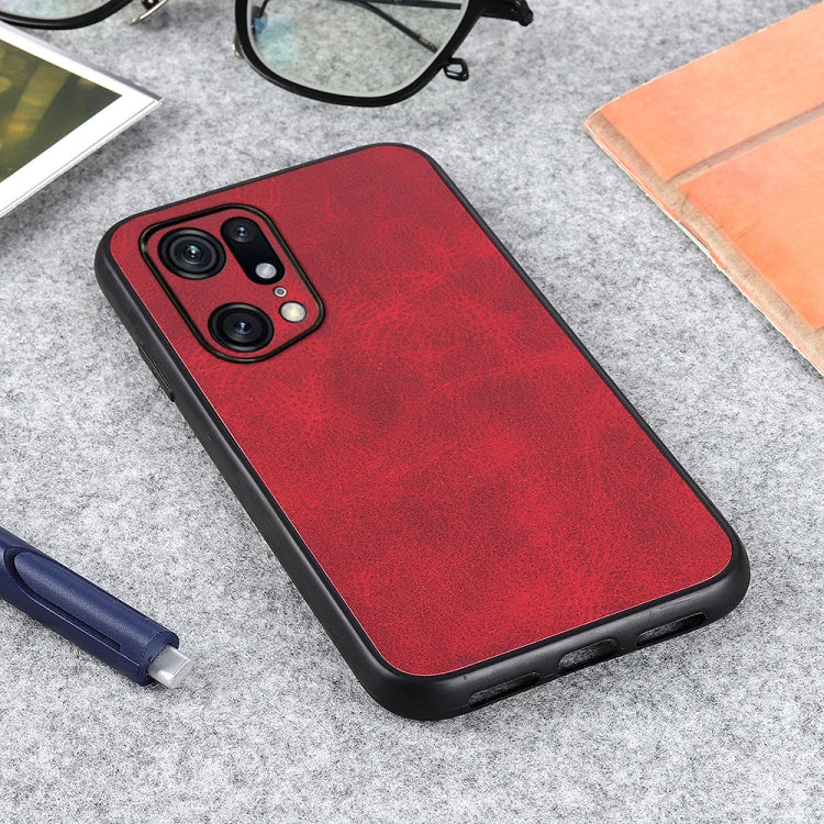 For OPPO Find X5 Accurate Hole Two-color Calf Texture PU Phone Case
