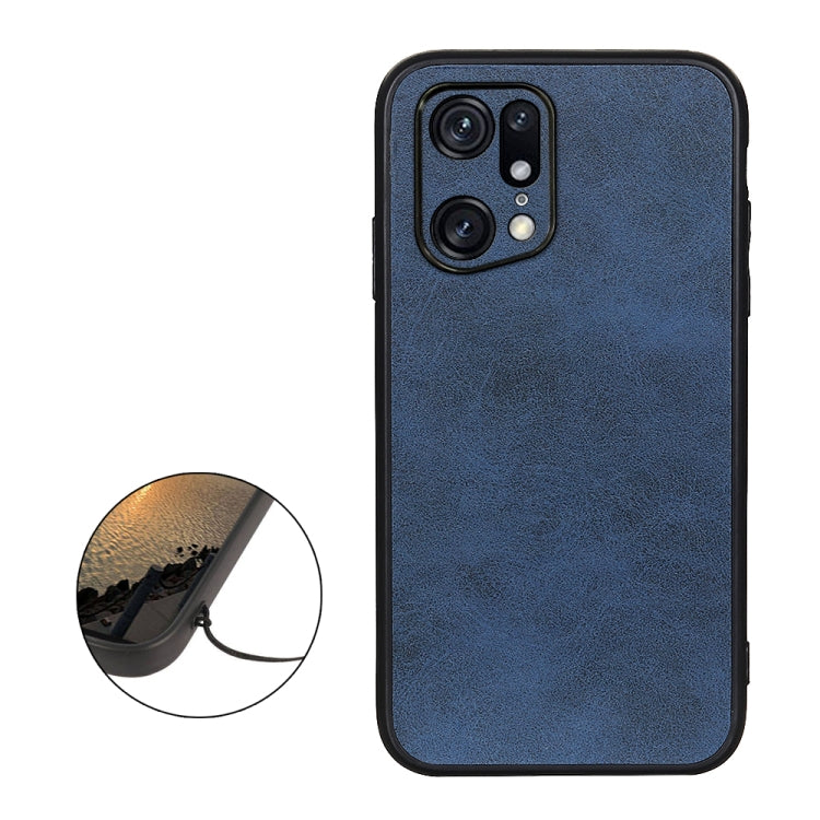 For OPPO Find X5 Accurate Hole Two-color Calf Texture PU Phone Case