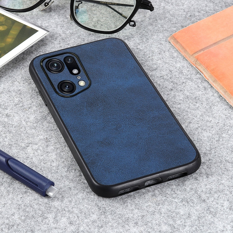 For OPPO Find X5 Accurate Hole Two-color Calf Texture PU Phone Case