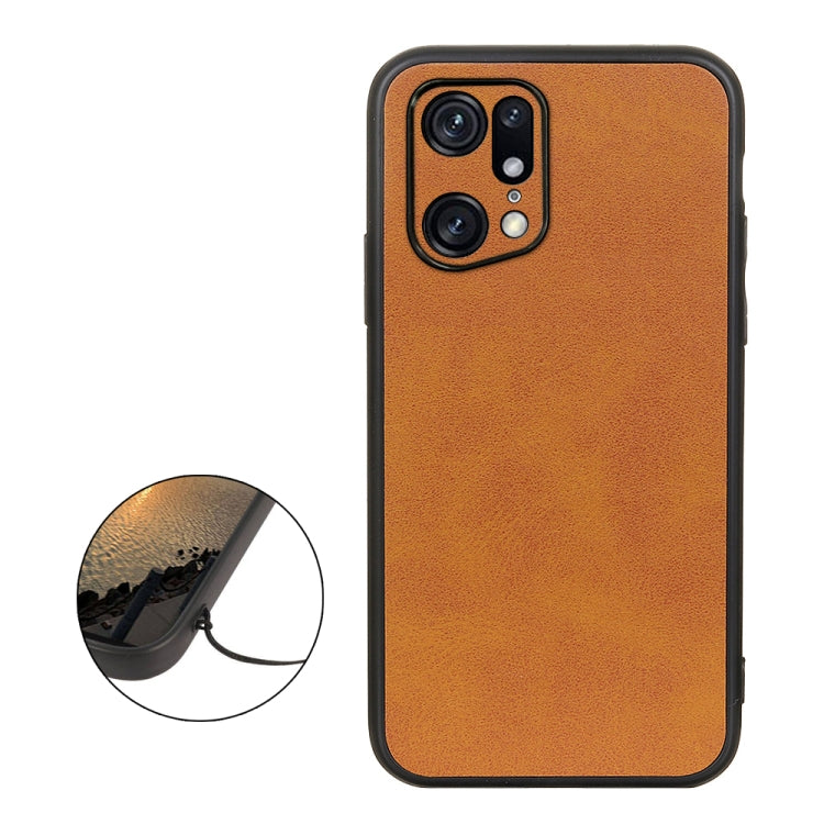 For OPPO Find X5 Accurate Hole Two-color Calf Texture PU Phone Case