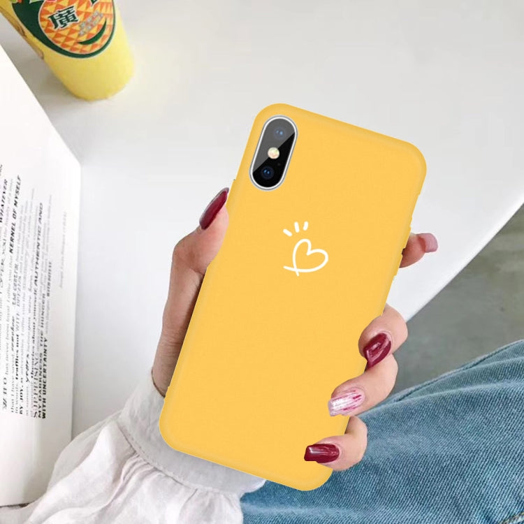 For iPhone X / XS Three Dots Love-heart Pattern Colorful Frosted TPU Phone Protective Case
