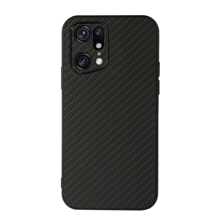 For OPPO Find X5 Accurate Hole Carbon Fiber Texture PU Phone Case