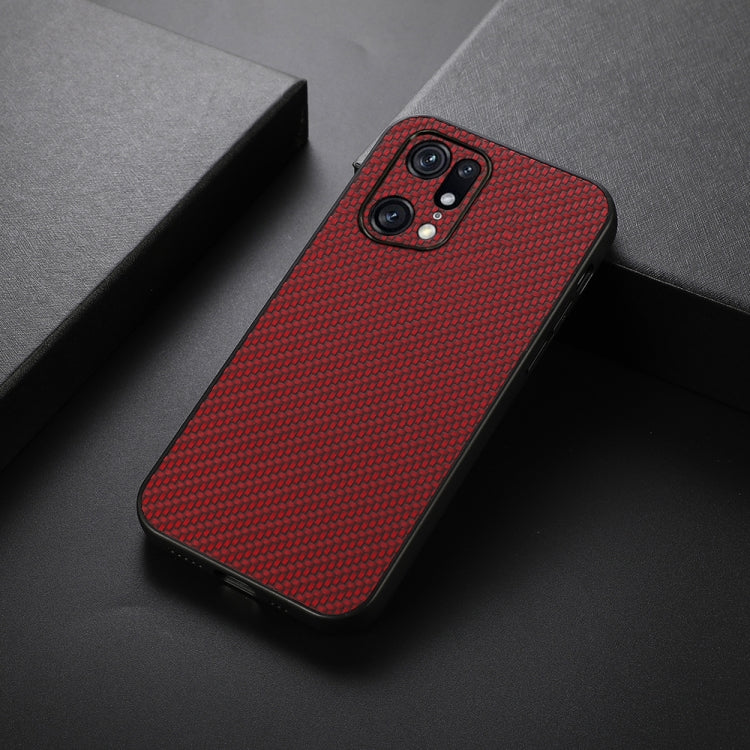 For OPPO Find X5 Accurate Hole Carbon Fiber Texture PU Phone Case