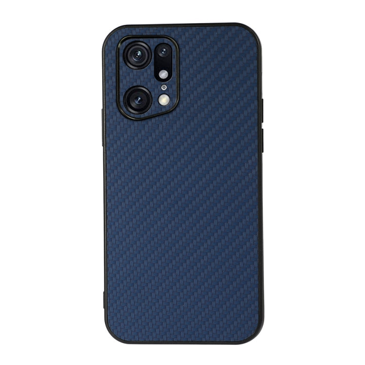 For OPPO Find X5 Accurate Hole Carbon Fiber Texture PU Phone Case