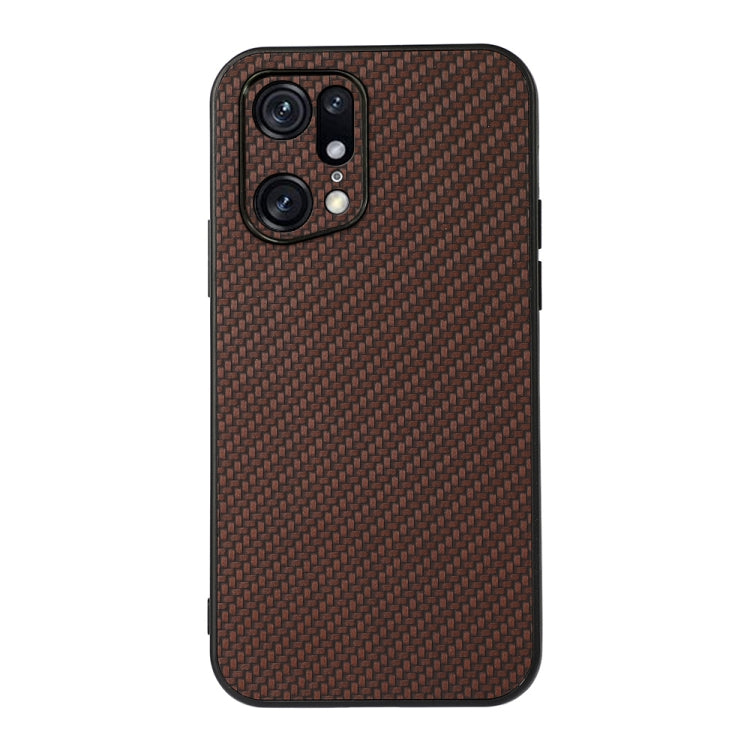 For OPPO Find X5 Accurate Hole Carbon Fiber Texture PU Phone Case