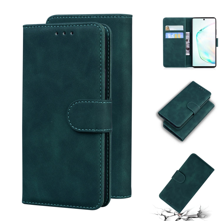 For Samsung Galaxy Note10 Skin Feel Pure Color Flip Leather Phone Case