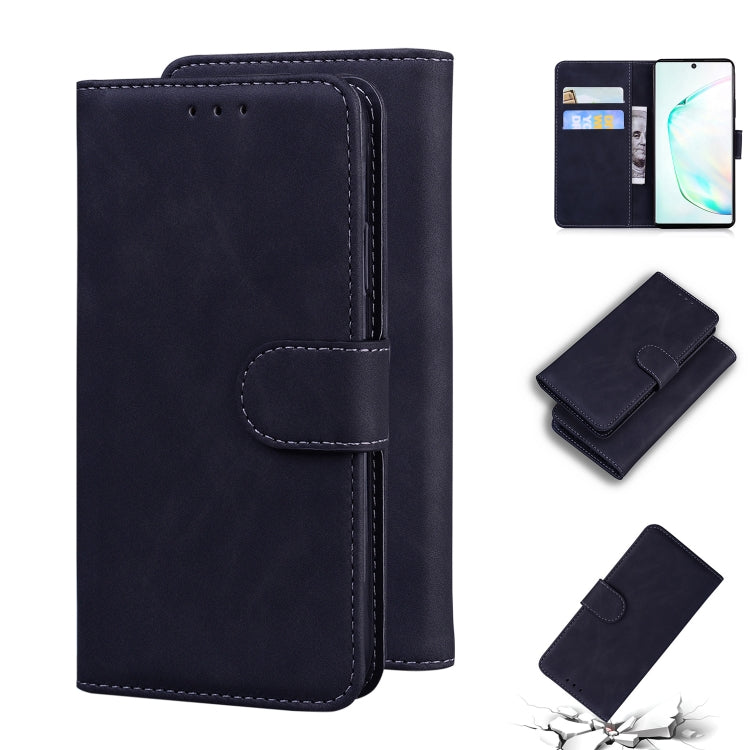 For Samsung Galaxy Note10 Skin Feel Pure Color Flip Leather Phone Case